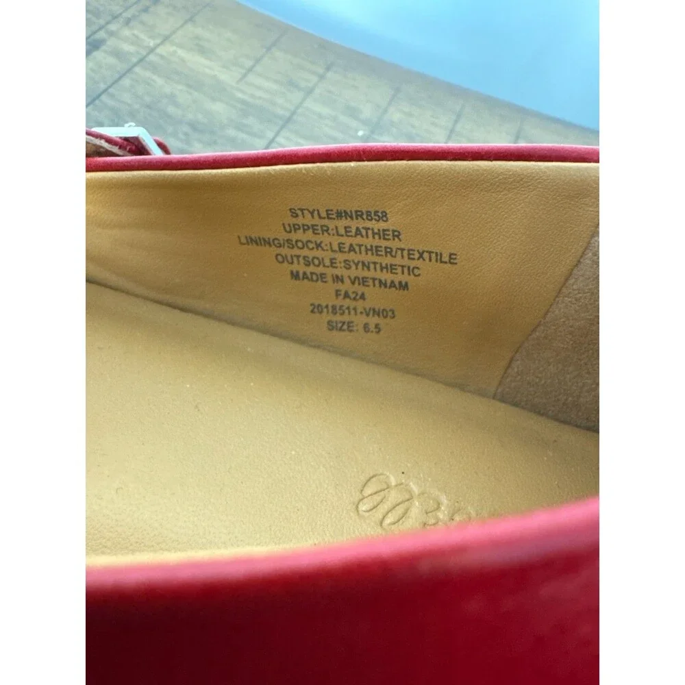 Madewell Red Leather Mary Jane Flats Women 6.5 Pointed Toe Ballet Shoes